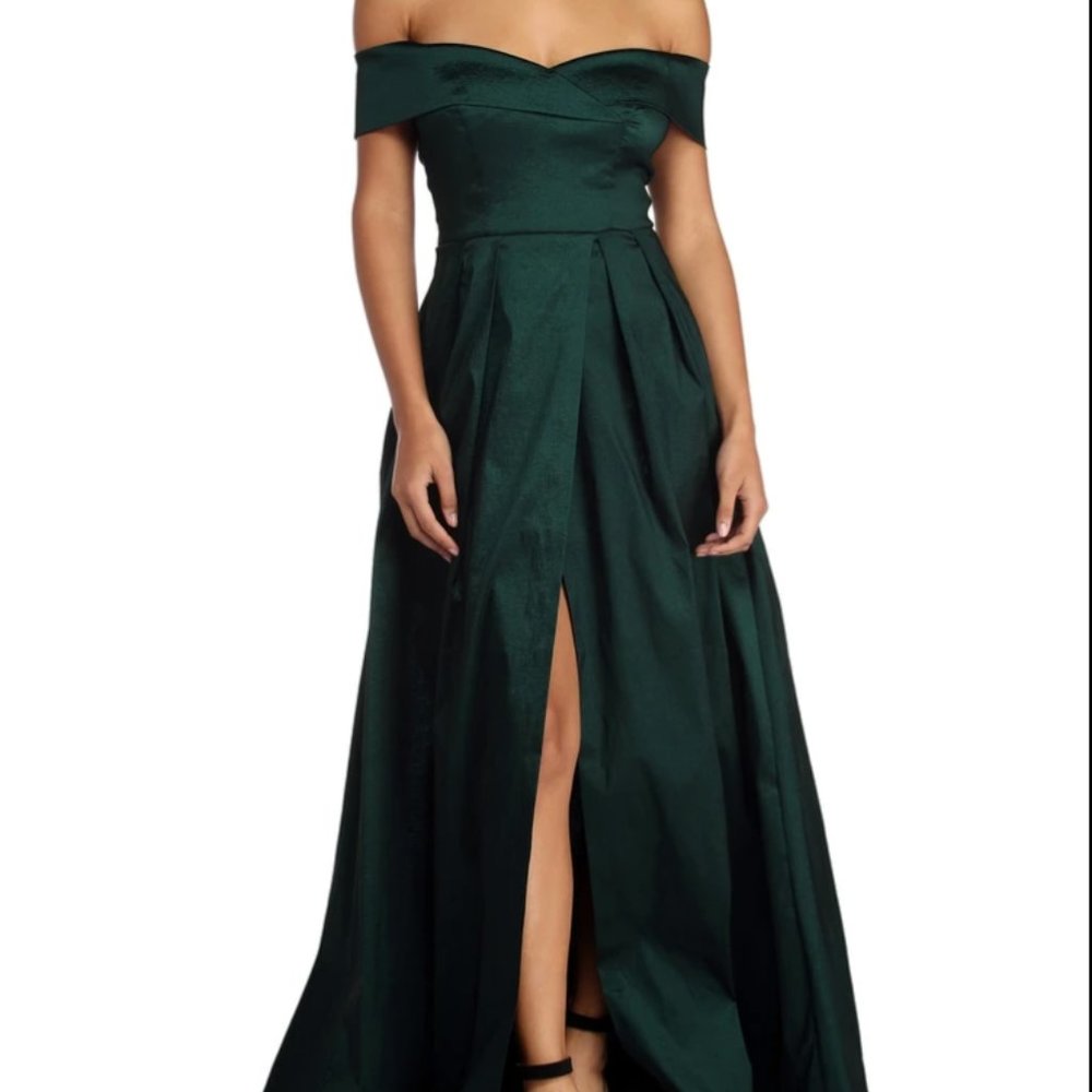 Windsor Megan Taffeta Off the Shoulder Ball Gown